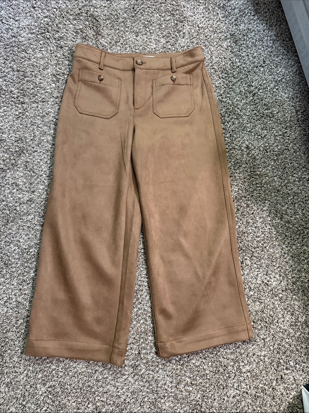 LOFT Brown Wide-Leg Cropped Pants
